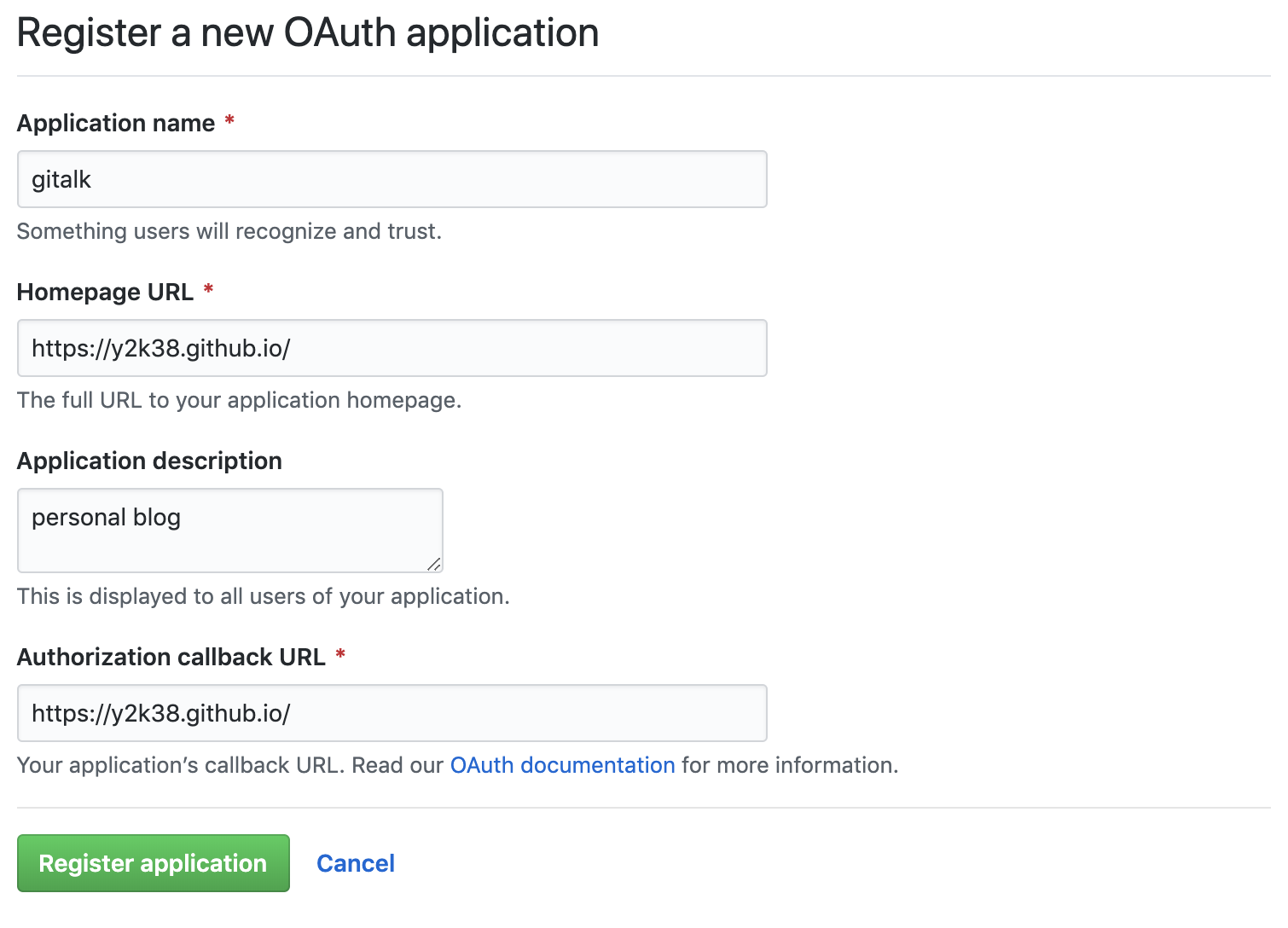 new oauth app